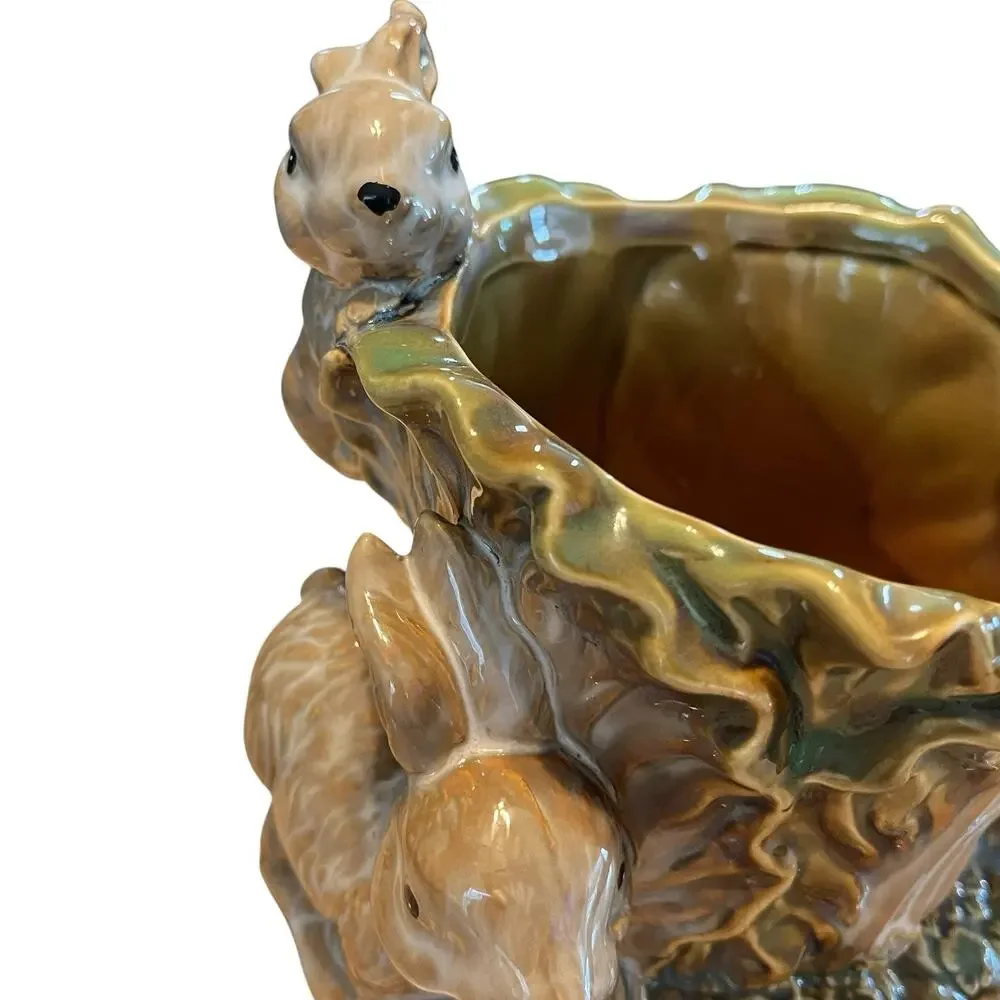 Bunny Rabbit Planter Vintage Ceramic Cabbage Peter Rabbit Glazed Retro Country